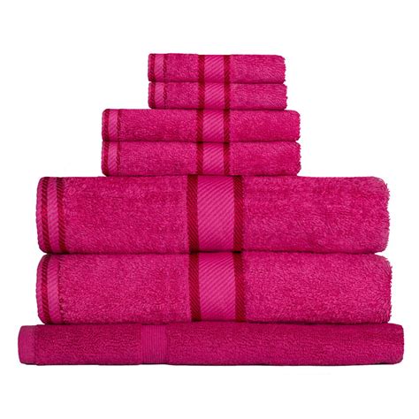 100 Cotton Fuchsia Hot Pink Towels 7pc Bath Towel Set