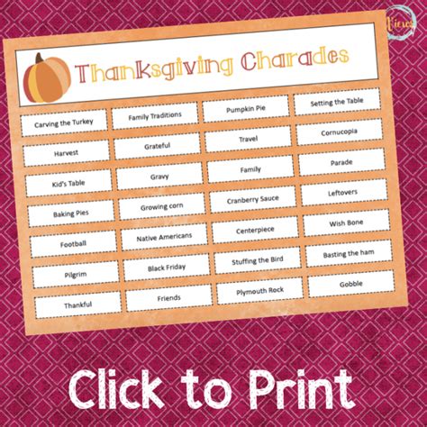 Thanksgiving Charades Printable Game For Families Views From A Step Stool