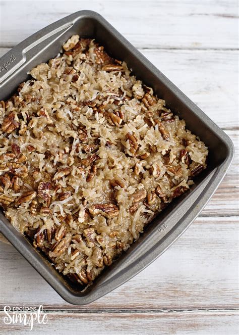 In a small saucepan melt the butter over medium low heat. Oatmeal Cake with Coconut Pecan Frosting - Recipes Simple