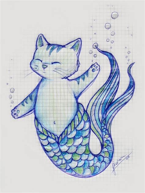 Pin By Virginia Lindstrom On Purrmaids Mermaid Cat Mermaid Drawings