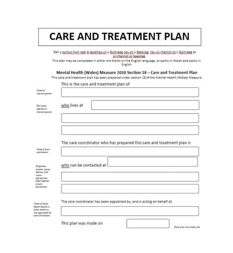 18 Printable Mental Health Treatment Plan Template Forms Fillable