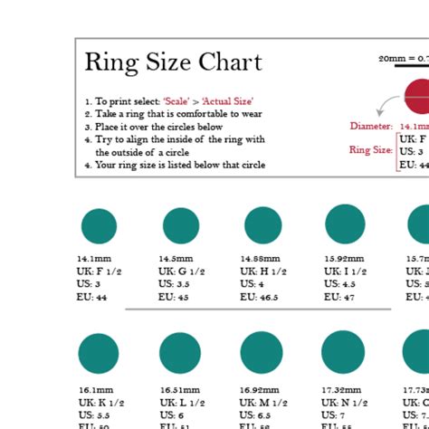 Uk Us Eu Ring Size Chart Downloadable Ring Size Chart Digital