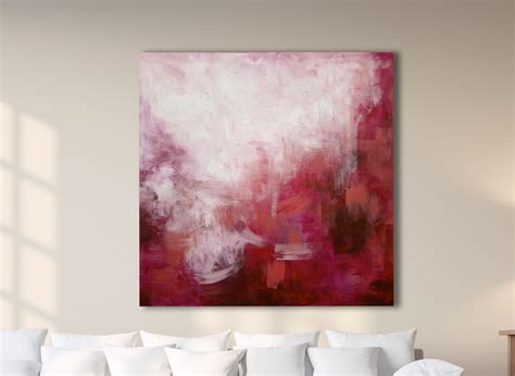 48x48 Original Pink Abstract Painting Large Canvas Art Contemporary