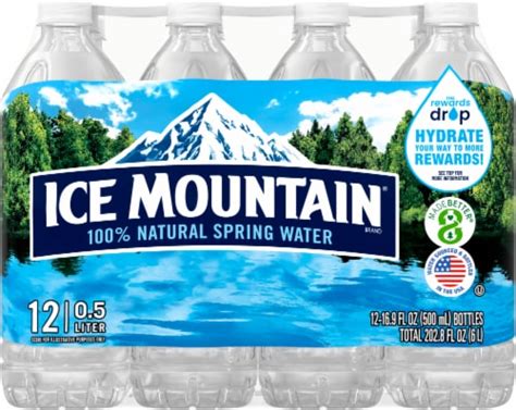 Ice Mountain 100 Natural Spring Bottled Water 12 Bottles 169 Fl