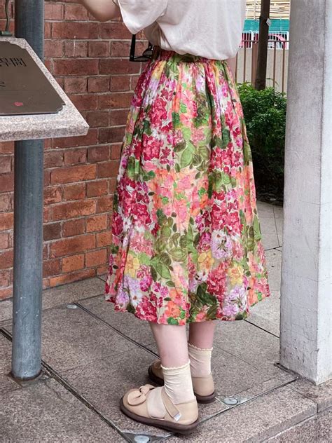 Lightweight Ramie Floral Print Skirt The Cottagecore
