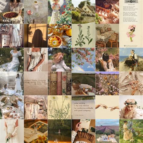 Cottagecore Wall Collage Kit Aesthetic Cottage Core Printable Etsy