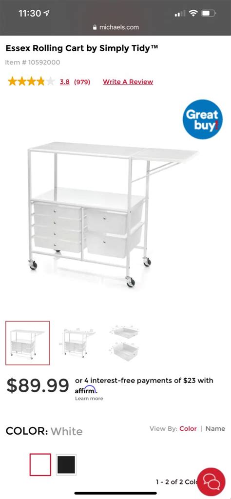 Essex Rolling Cart By Simply Tidy™ Michaels Rolling Cart Drawer