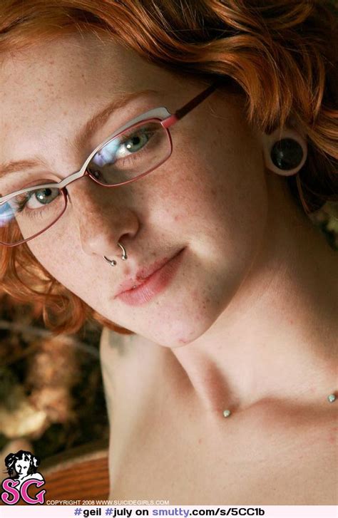 July From Suicidegirls Redhead Naturalredhead Shorthair Glasses