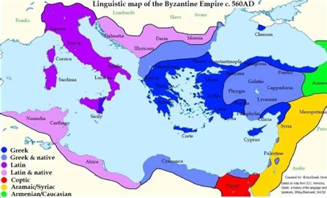Linguistic Map Of The Byzantine Empire C560 Ad Maps Interestingmaps