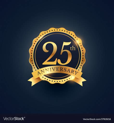 25th Anniversary Celebration Badge Label Vector Image