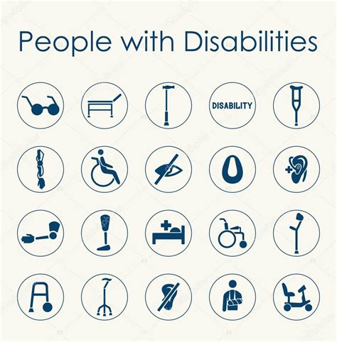 Set Of People With Disabilities Simple Icons Stock Vector Image By