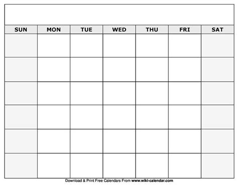 Blank Monthly Calendar Monthly Calendar Template Blank Calendar