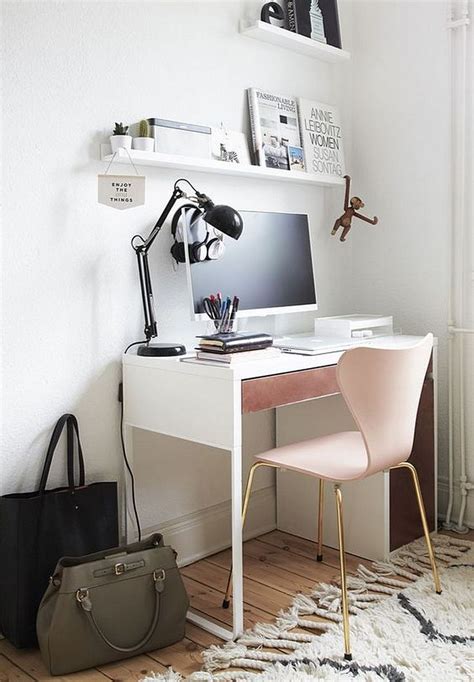 A space where creativity blooms IKEA Micke Desk with pink detailing. Looks lovely with ...