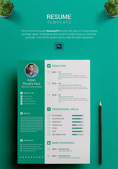 Here's a graphic designer resume template with a photo placeholder. ARP - Graphic Designer Resume Template #69957