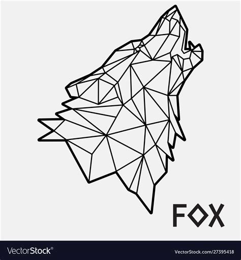 Abstract Polygonal Geometric Head A Fox 03 Vector Image
