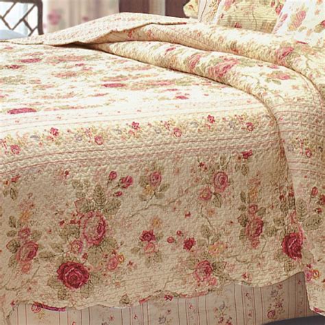 Antique Rose Cotton Floral Quilt Bedding Set Quilt Sets Bedding Floral Quilt Quilts Decor