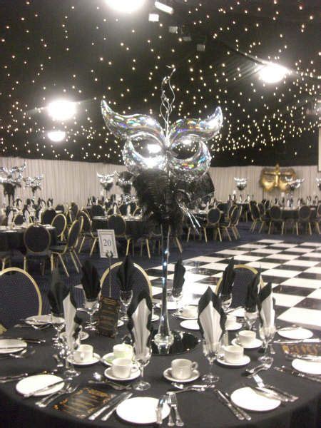 Masked Table Centre With Black And White Dance Floor Sweet 16