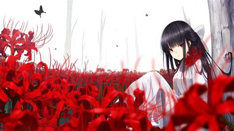 32 Anime Girl And Flowers Wallpapers Wallpaperboat