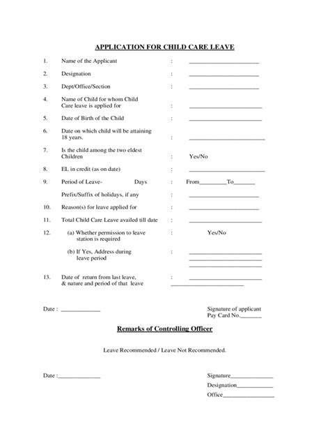 2022 Child Care Leave Form Fillable Printable Pdf And Forms Handypdf