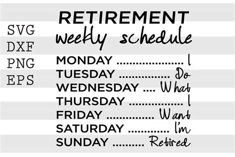Retirement Weekly Schedule Graphic By Spoonyprint · Creative Fabrica