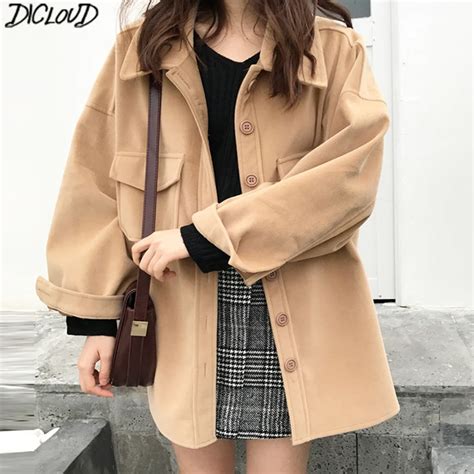 Dicloud Oversized Coats Women Winter 2018 Korean Loose Jackets Ladies Vintage Long Coat Female