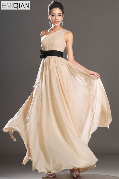 Freeshipping New Elegant One Shoulder Sash Chiffon Evening Dress In Evening Dresses From