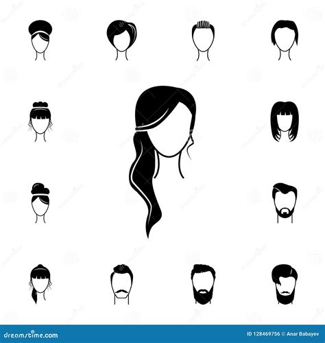 Female Hairstyle Icon Detailed Set Of Hairstyles At The Hairdresser