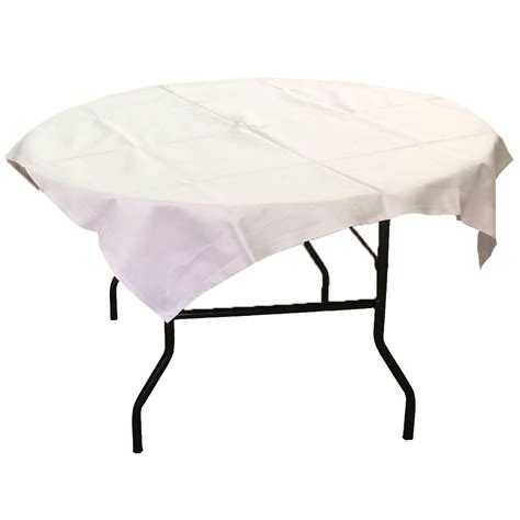 Ben je op zoek naar een tafellaken dat wat langer meegaat dan een papieren tafelkleed? Tafelkleed wit klaptafel rond hout 122cm | Party Verhuur ...