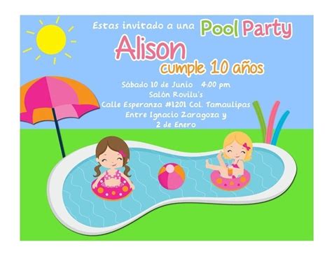 Invitaciones Digitales Pool Party Albercada Fiesta Piscina 5000 En Mercado Libre