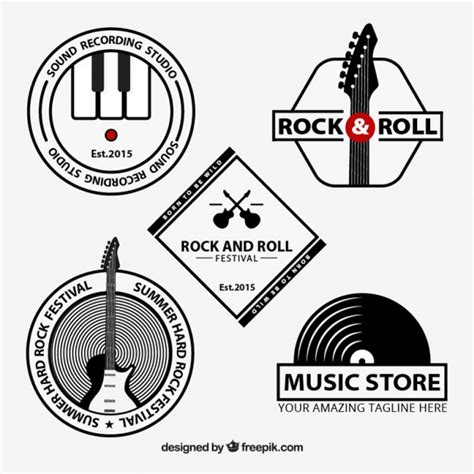 Rock And Roll Logos Collection Vector Free Download