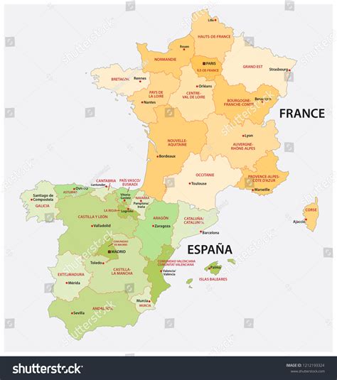 Administrative Political Vector Map Spain France 库存矢量图（免版税）1212193324