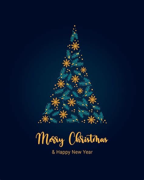 Premium Vector Card Christmas Dark Blue Background With Fir Branches