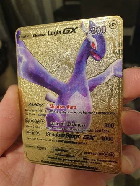 … on the card, shadow lugia is only able to use the move shadow storm, which does a powerful 1000 damage, and has 300hp. Gold Shadow Lugia GX Pokemon Card Custom Shiny Metal EX ...