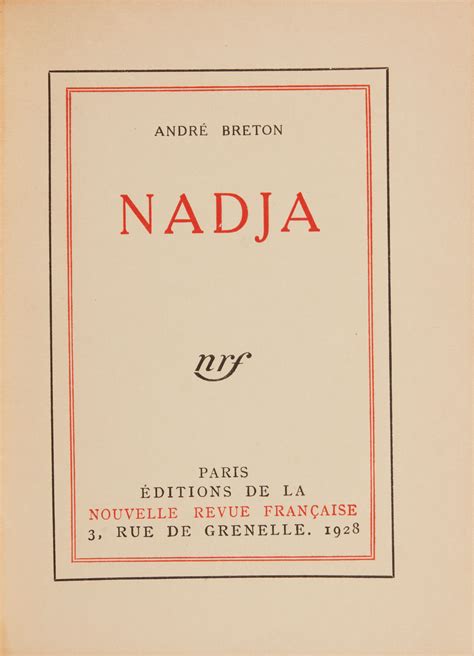 BRETON André 1896 1966 Nadja Paris NRF 1928 Christie s