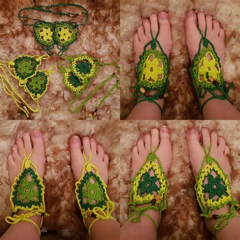 Crochet Barefoot Sandal Barefeet Sandal Size 36 41 Green Etsy UK