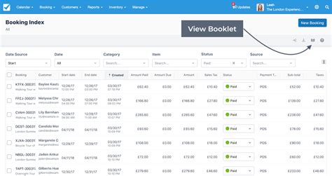 Viewing Invoice Booklets From The Booking Index Checkfront