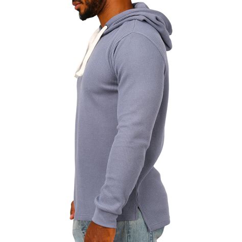 B Collection Mens Waffle Hoodie Blue Big W