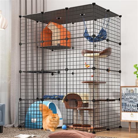 Eiiel Large Cat Cage Enclosure Indoor Diy Cat Playpen Detachable Metal