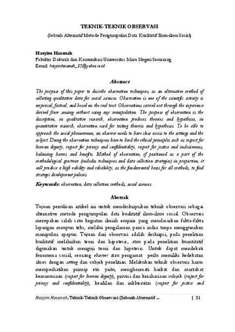 2.2 data yang didapat menurut sumbernya. (PDF) TEKNIK-TEKNIK OBSERVASI (Sebuah Alternatif Metode ...