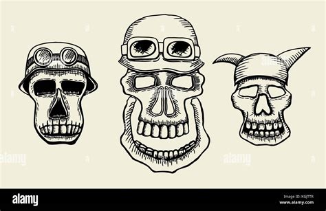 cráneos dibujados a mano blackicons sobre beuge fondo conjunto de ilustraciones vectoriales