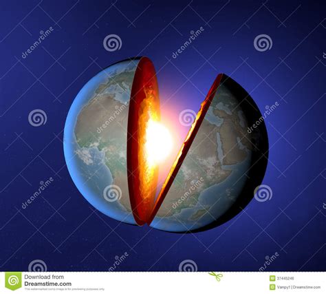 le noyau terrestre la terre monde fente geophysique image libre de