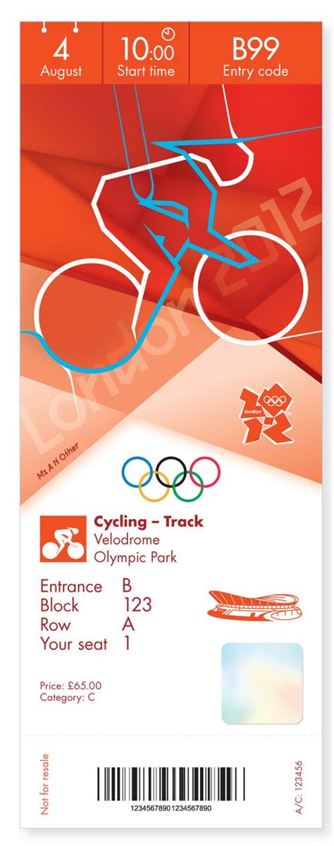 London Olympic Ticket Cycling Track Summer Olympic Games Summer