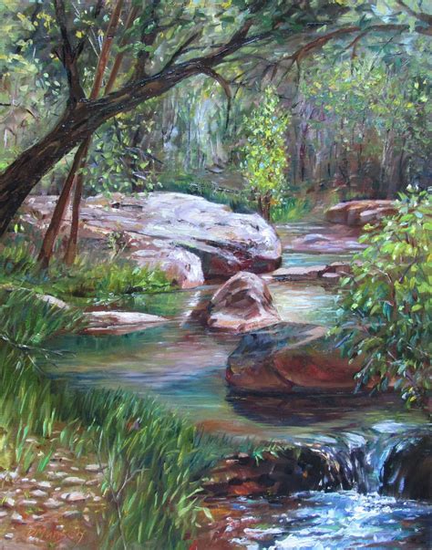 Donna Munsch Fine Art Original Oil Painting River Trail