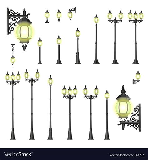 Set Of Street Lanterns Isolated Royalty Free Vector Image