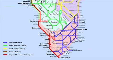 Railway map of tamilnadu and kerala. South India railway map - Railway map of south India (Southern Asia - Asia)