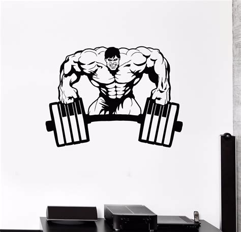 Vinyl Wall Decal Muscle Gym Bodybuilding Muscled Man Stickers 605ig