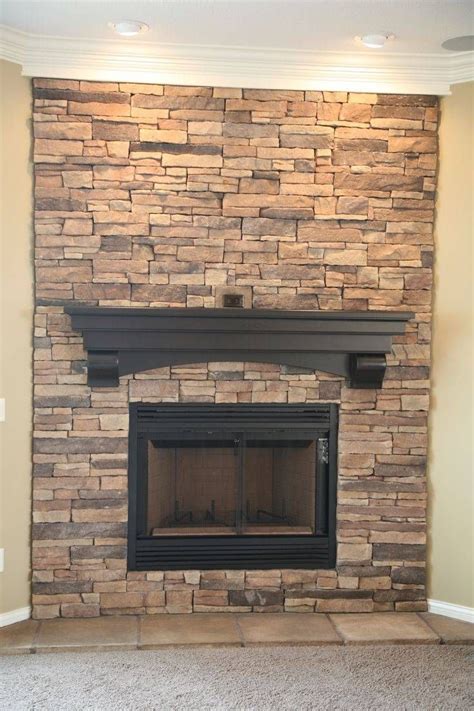 Stacked Stone Fireplace For Cute Cobblestone Fireplace Stacked Stone