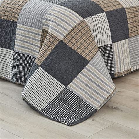 Finlonte Quilts Queen Size 100 Cotton Lightweight Bedspread Grey