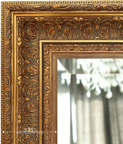 Elegance French Ornate Embossed Antique Gold Framed Wood Wall Mirror Framed Mirror Wall Wood