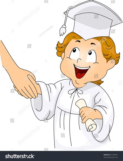 Illustration Of A Little Graduate Shaking Hands With His Teacher